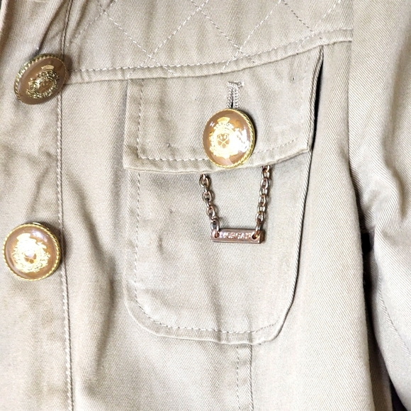 Designer denim jacket size 8/10 camel colour military jacket Morgan De Toi - Picture 8 of 12